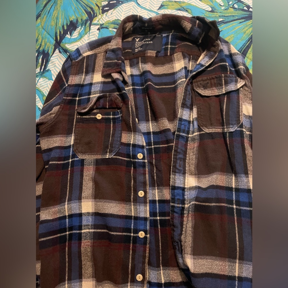 American eagle athletic fit plaid shirt